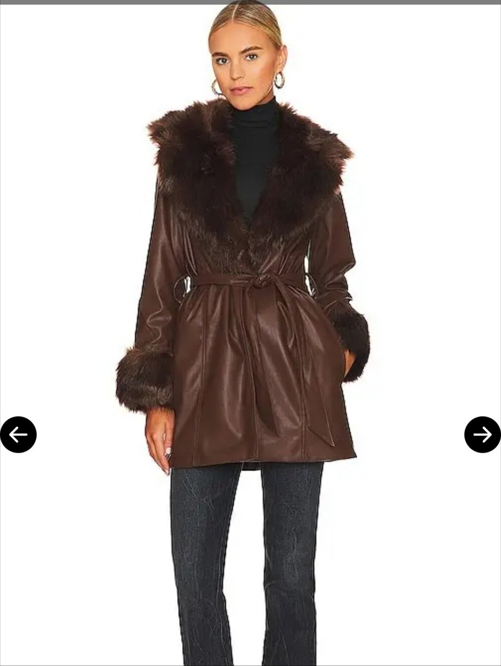 show me your mumu penny lane faux leather jacket - chocolate